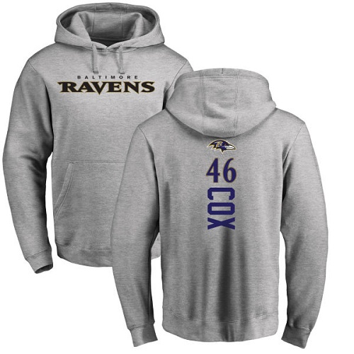 Men Baltimore Ravens Ash Morgan Cox Backer NFL Football 46 Pullover Hoodie Sweatshirt